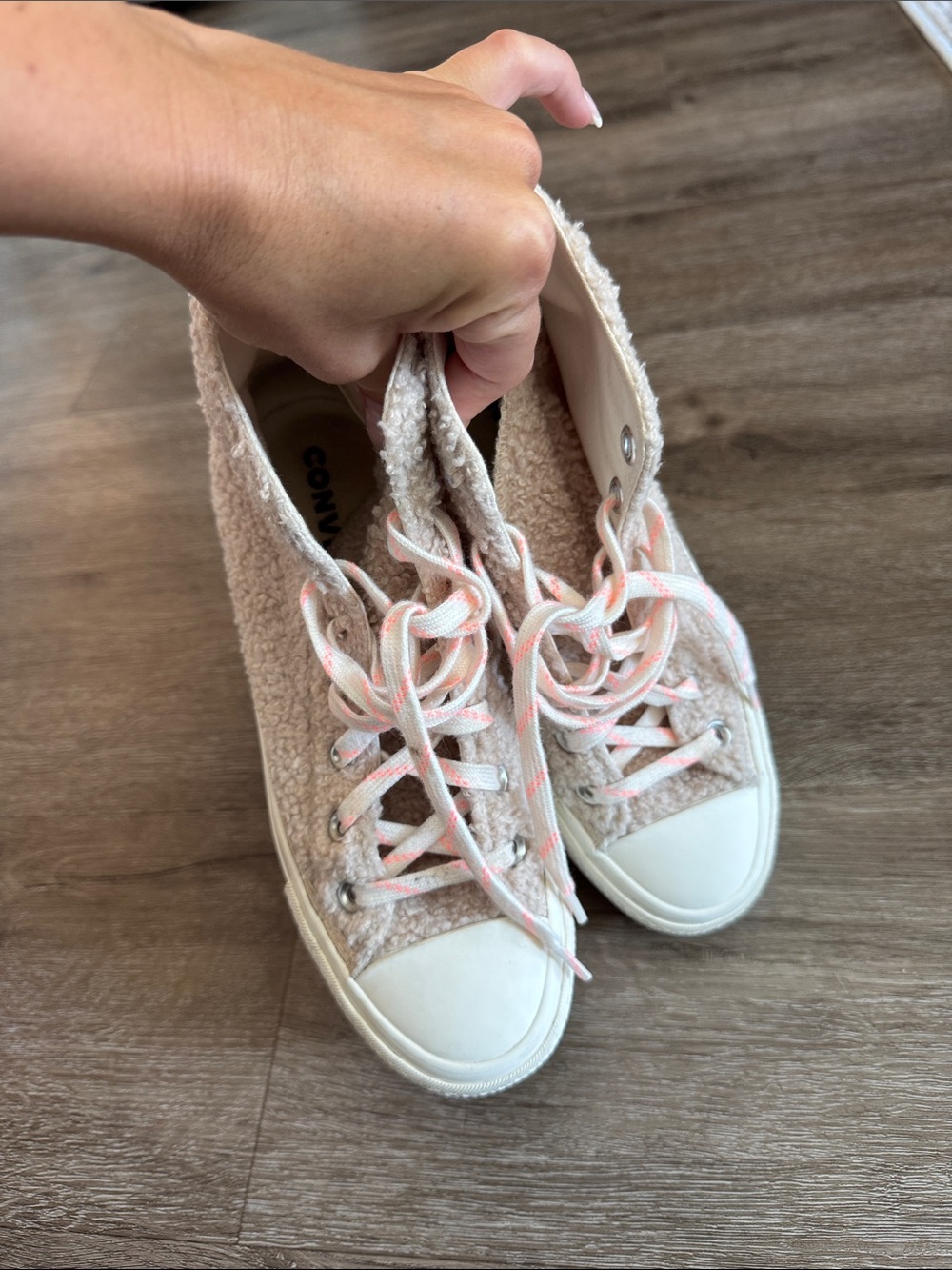 Converse Pink Sherpa Platform High Top Sneakers - Picture 8 of 10
